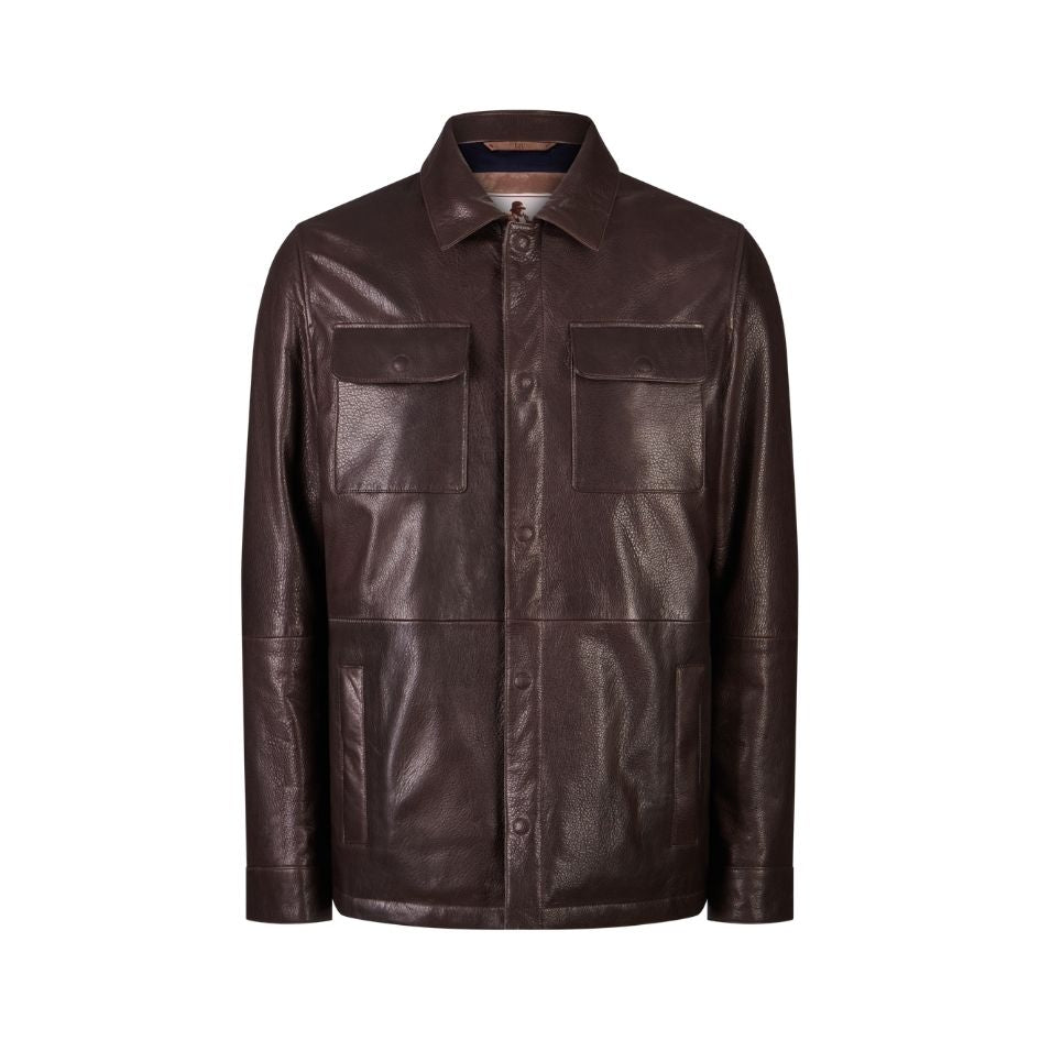 Padded Leather Shirt Jacket