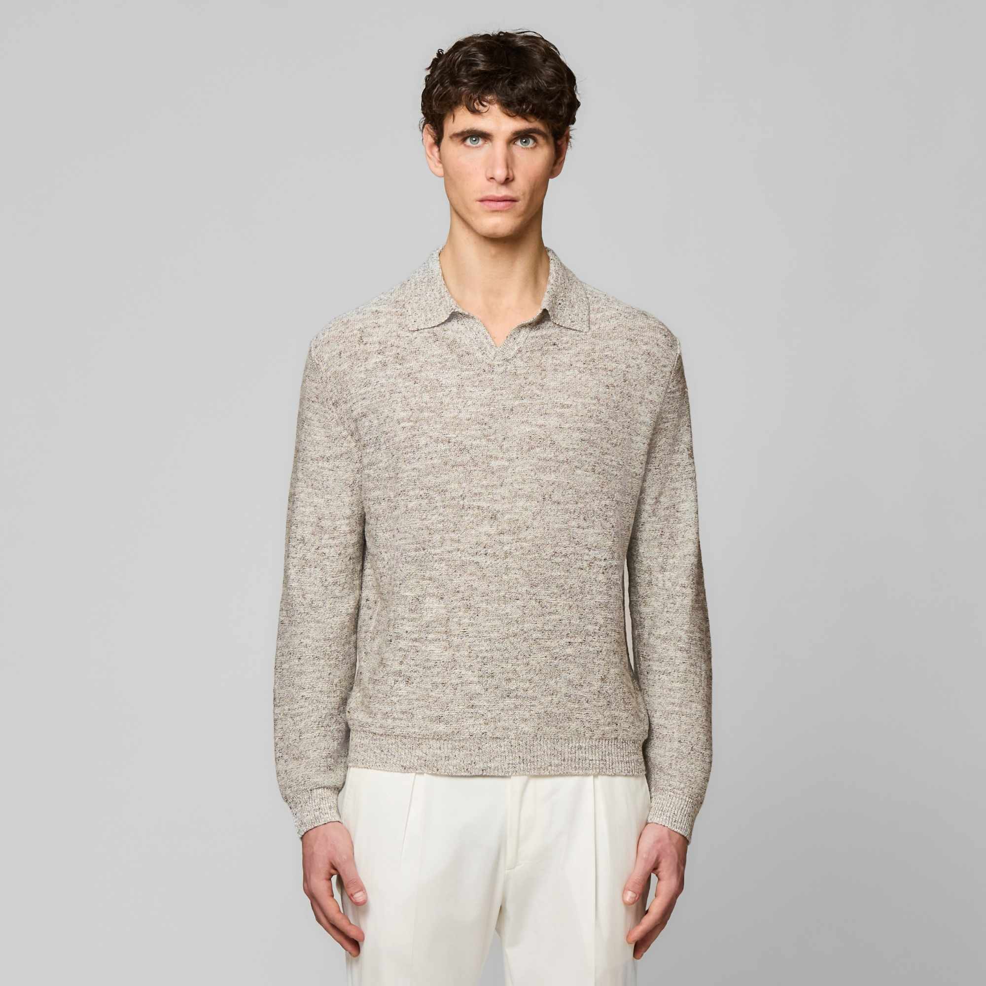 Long Sleeve Riviera Collar Polo