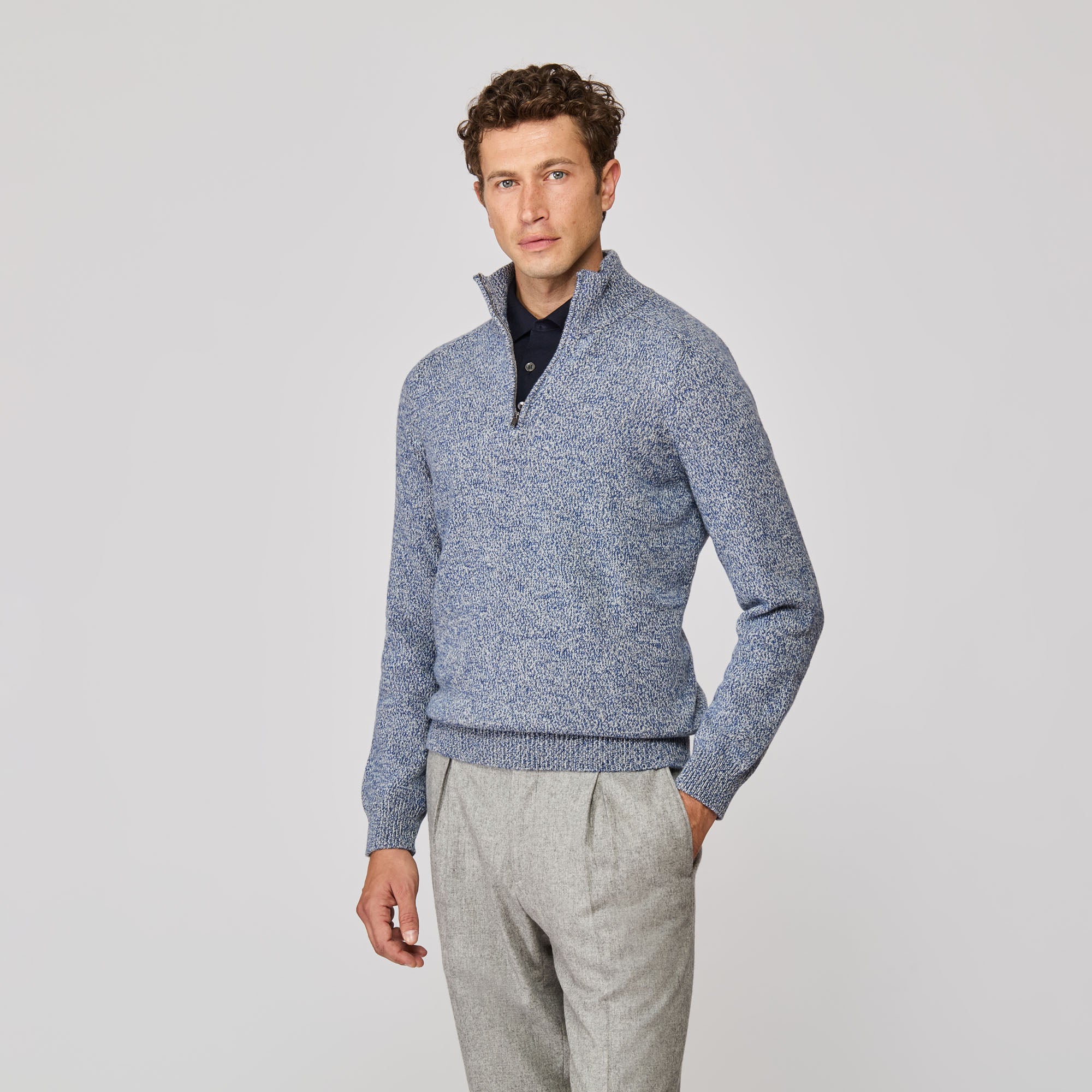 Quarter-Zip Mock Neck Sweater