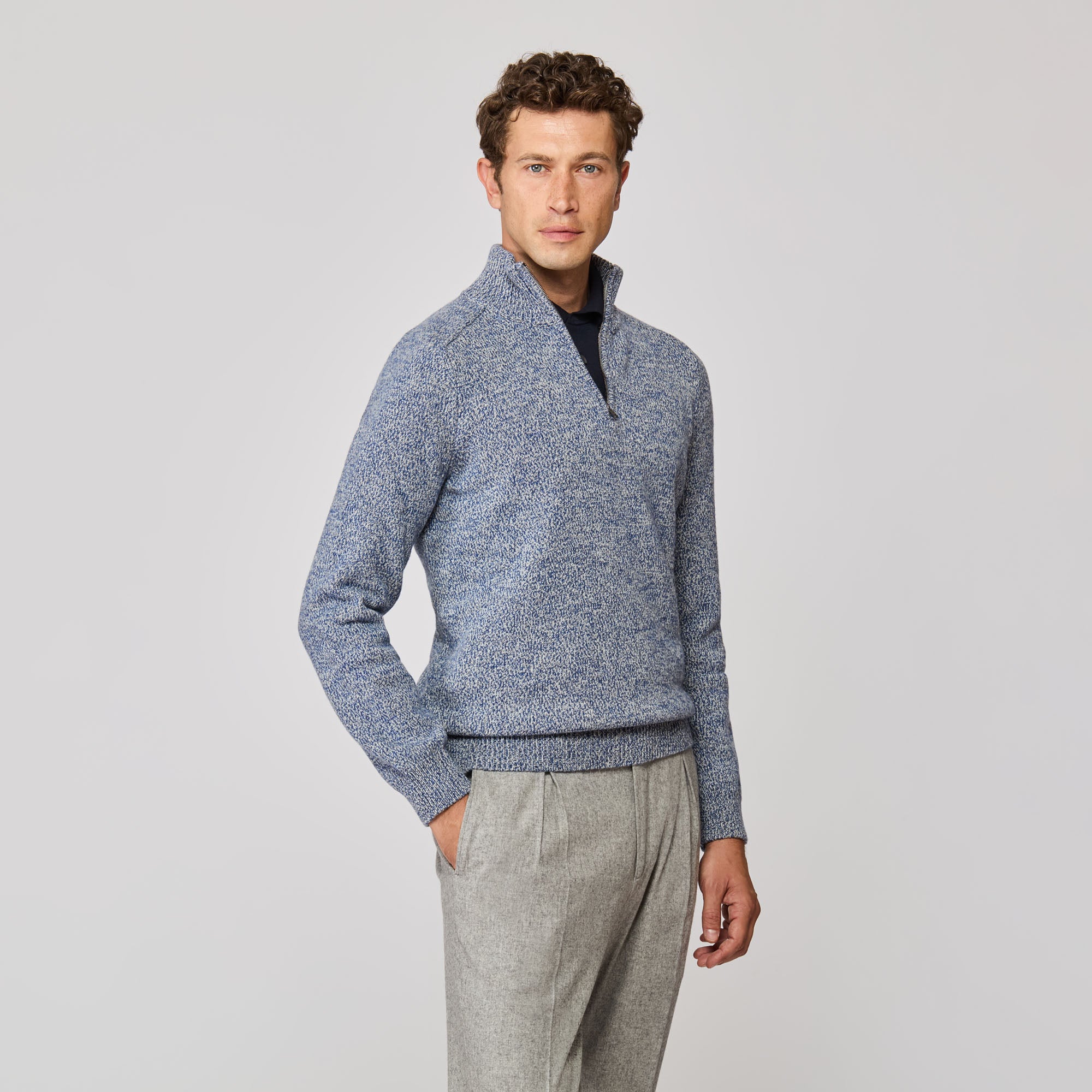 Quarter-Zip Mock Neck Sweater