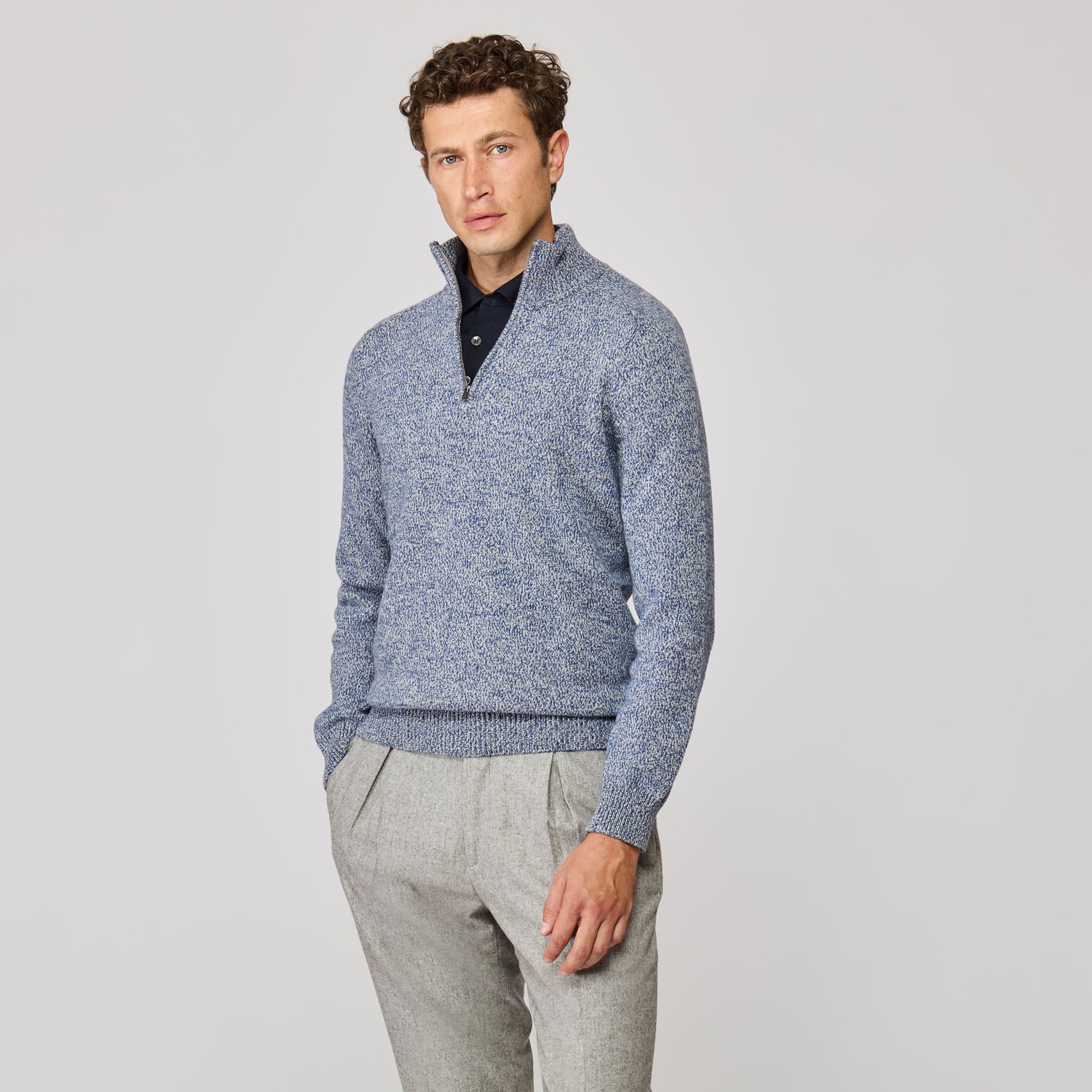 Quarter-Zip Mock Neck Sweater