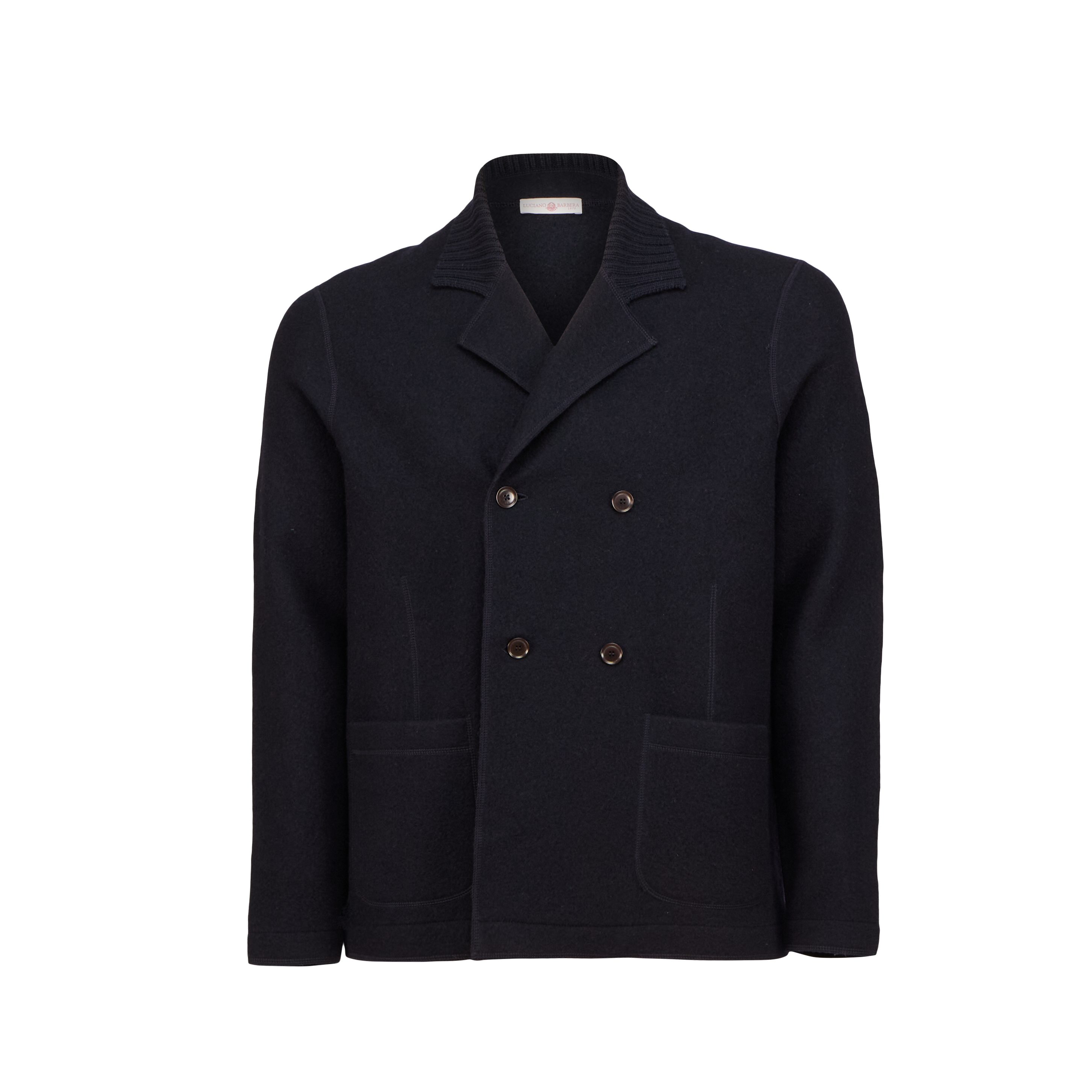Double Breasted Jacket with Knitted Collar