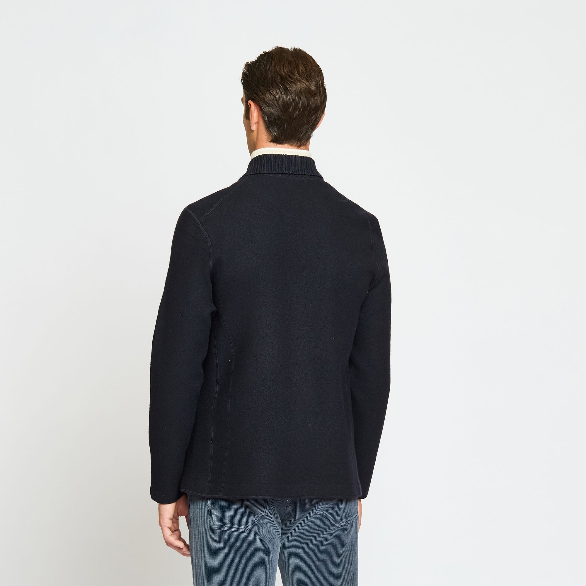 Double Breasted Jacket with Knitted Collar