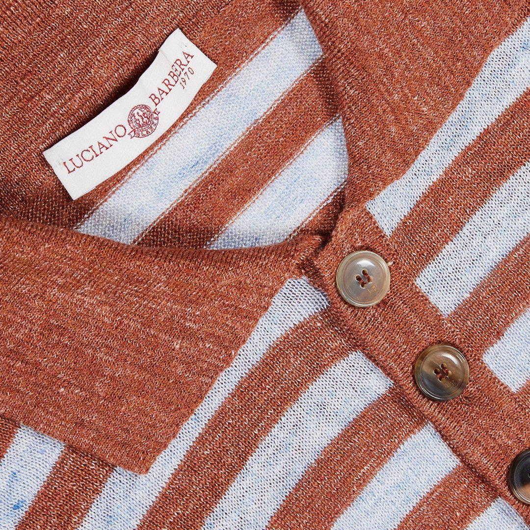 Long Sleeve Striped Polo